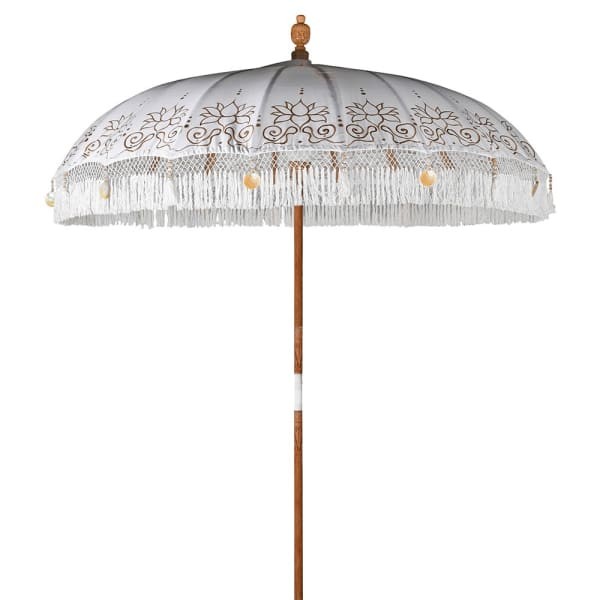 Parasol dekoracyjny White 200 cm średnicy ręcznie malowany biel i złoto