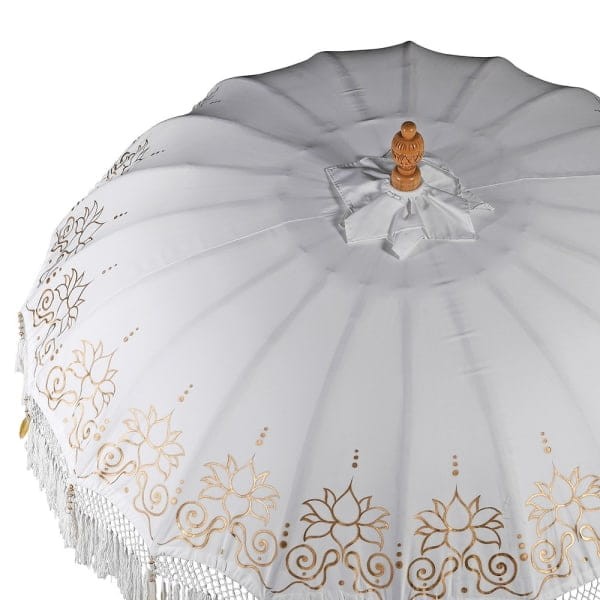 Parasol dekoracyjny White 200 cm średnicy ręcznie malowany biel i złoto