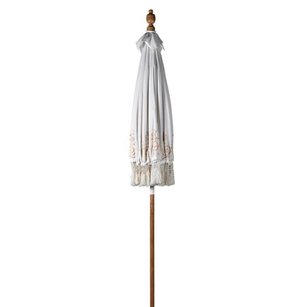 Parasol dekoracyjny White 200 cm średnicy ręcznie malowany biel i złoto