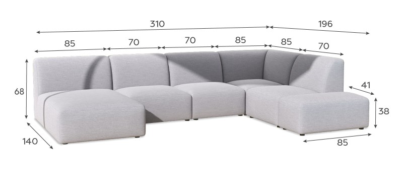 Sofa ogrodowa Chester All Weather tapicerowana 310 cm sofa narożnik na taras