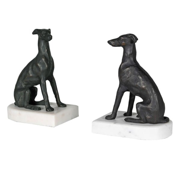 Podpórki do książek Dogs bookend 21 cm aluminium marmur greyhounds