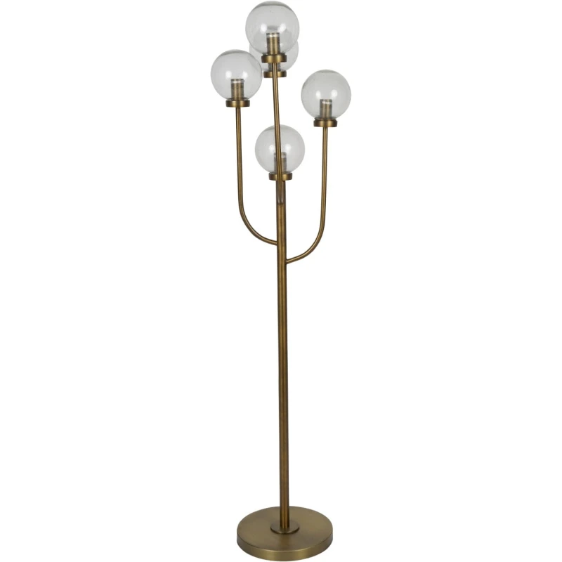Złota metalowa lampa podłogowa do salonu