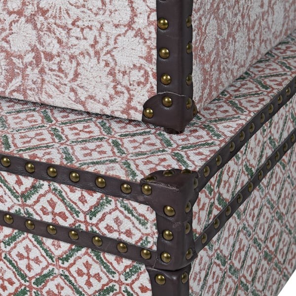 Komplet trzech skrzyń Porto bawełna wzory skórzane detale