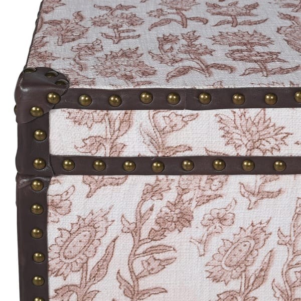 Komplet trzech skrzyń Porto bawełna wzory skórzane detale