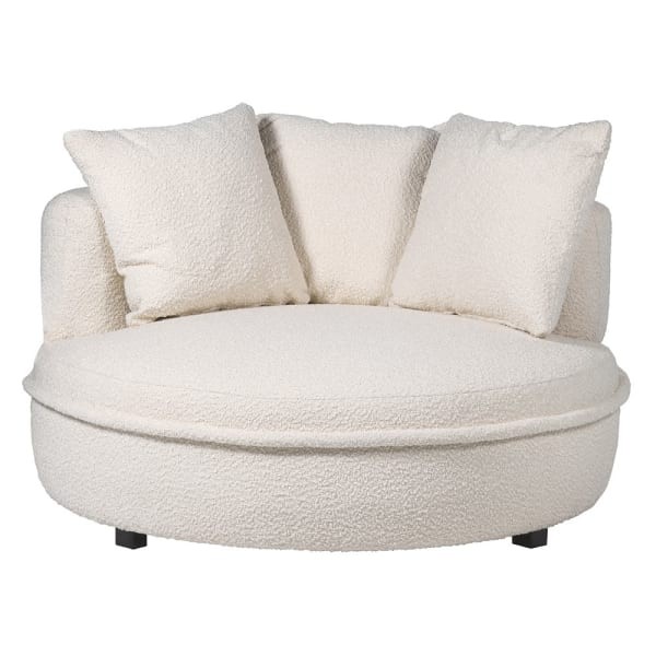 Duży Fotel Ivory tapicerka boucle 125 cm szerokości poduszki nóżki czarne