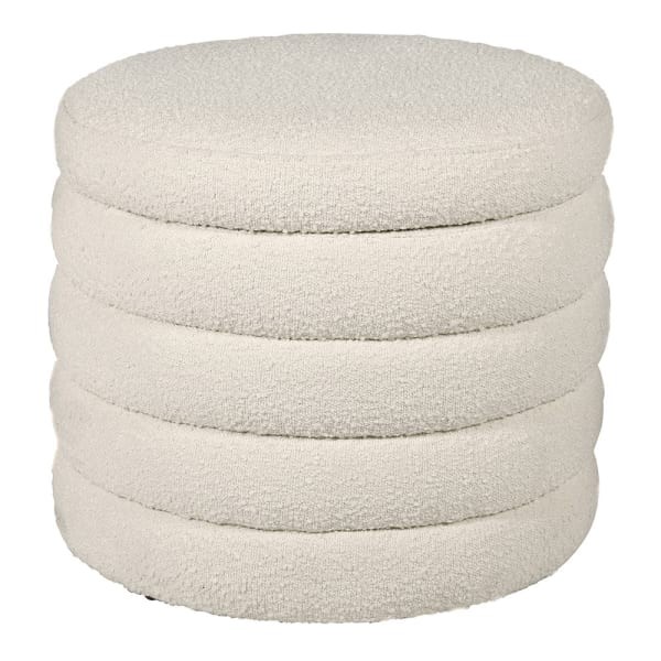 Puf tapicerowany Cream Boucle 50 cm stołek boucle otomana ze schowkiem