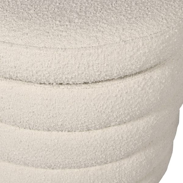 Puf tapicerowany Cream Boucle 50 cm stołek boucle otomana ze schowkiem
