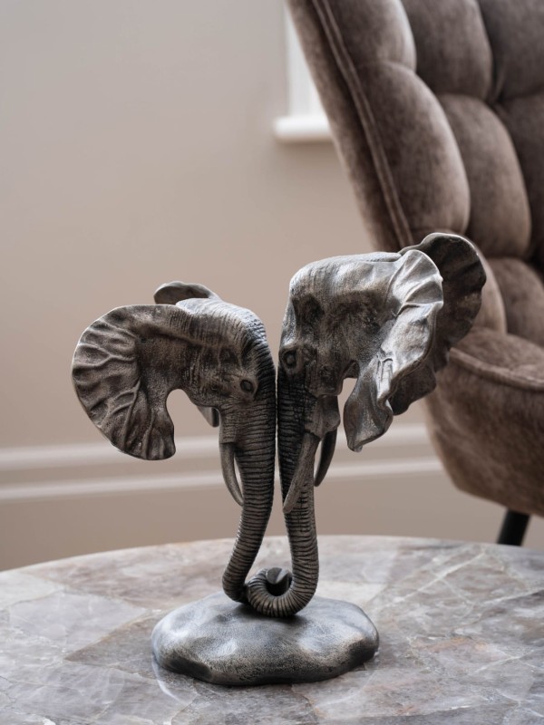 Rzeźba Elephants Love 31 cm antyczne złoto aluminium rzeźba do salonu