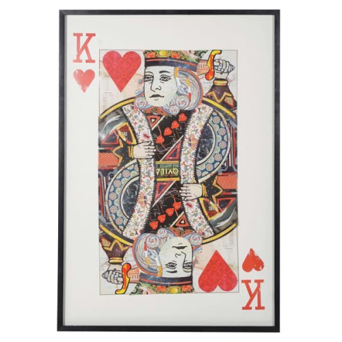 Obraz King 100x145 cm czarna rama motyw karciany król karo