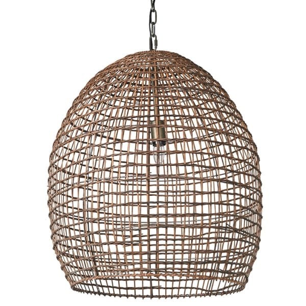 Lampa sufitowa Rattan Oval 68x62 cm średnicy naturalny rattan i żelazo