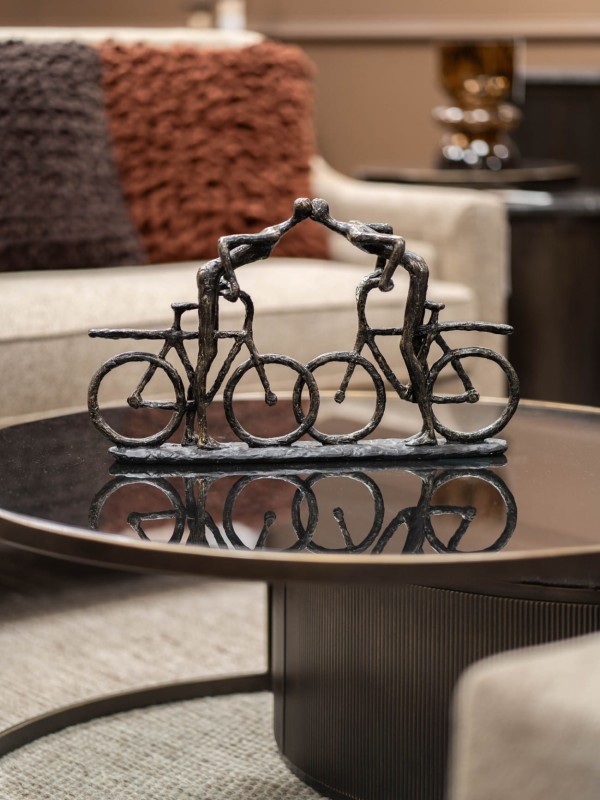 Rzeźba Bike 48 cm zakochana para na rowerach brąz