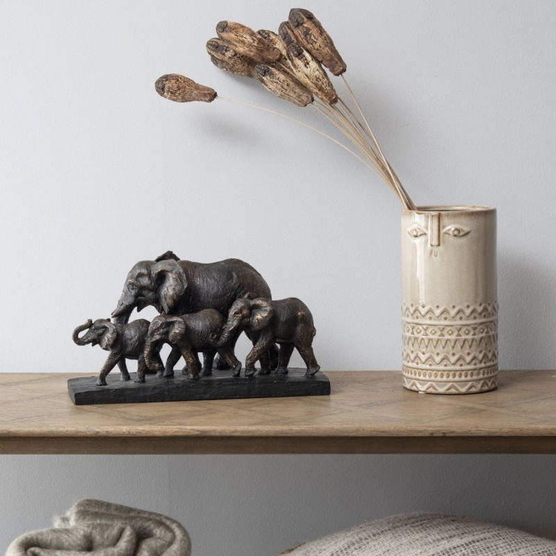 Rzeźba Elephant Bronze 36x18 cm rodzina słoni słoniątka brąz kamień żywica