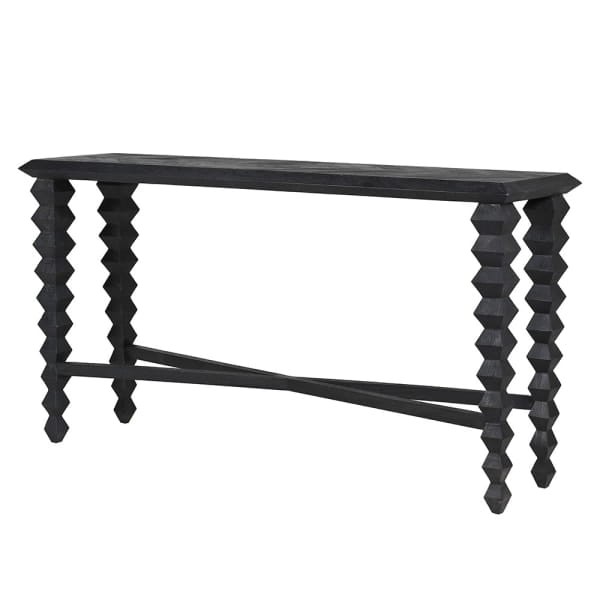 Czarna konsola Geo Black 154 cm z drewna mango