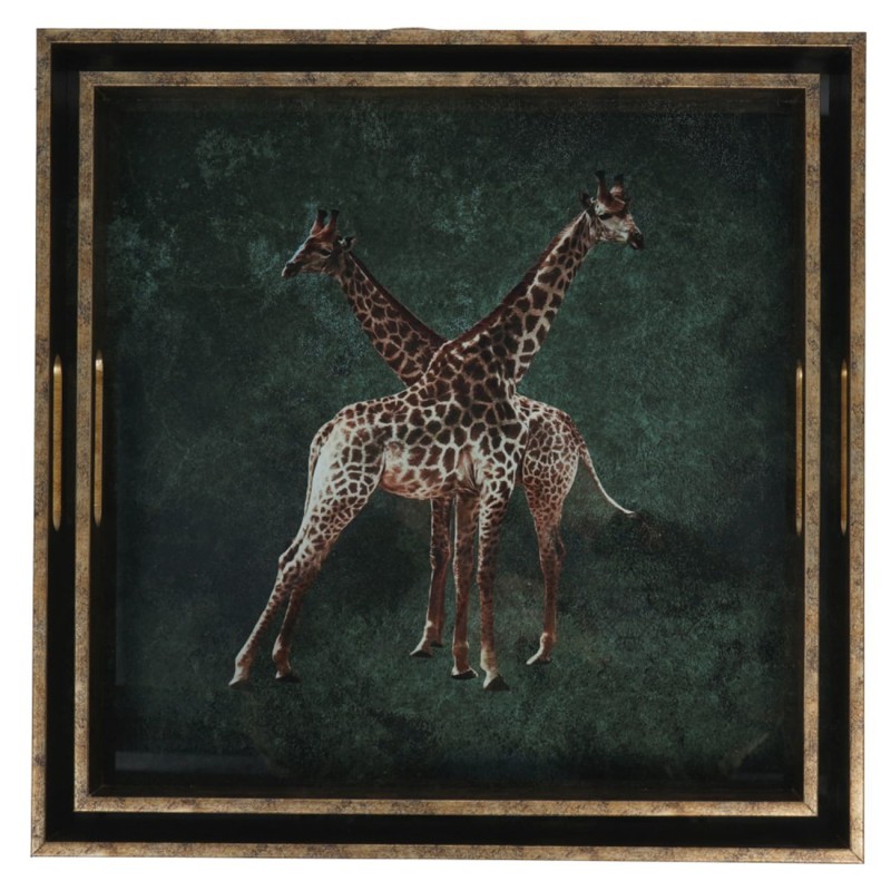 Ozdobne tace Giraffe 45 cm antyczne złoto butelkowa zieleń