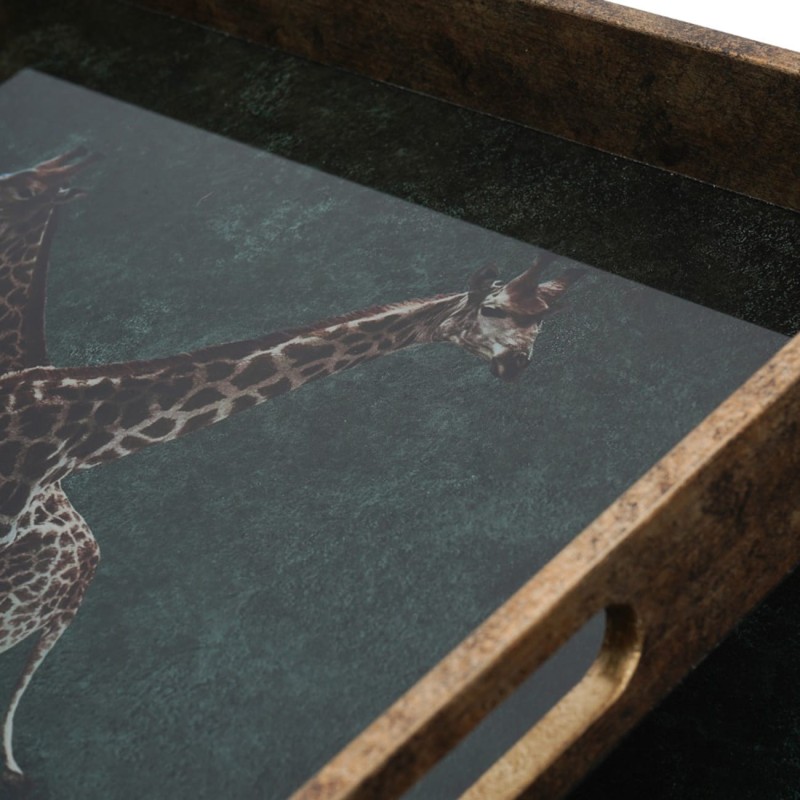 Ozdobne tace Giraffe 45 cm antyczne złoto butelkowa zieleń