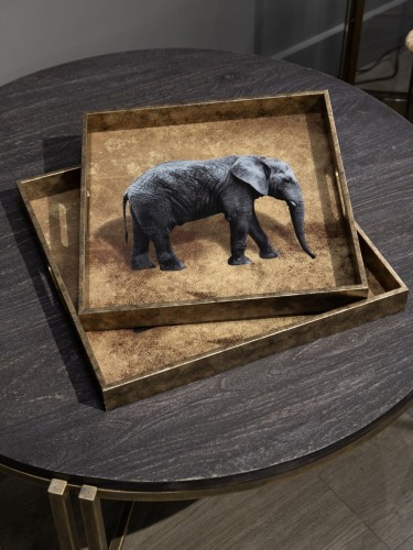 Ozdobne tace Elephant 45 cm antyczne złoto motyw słonia
