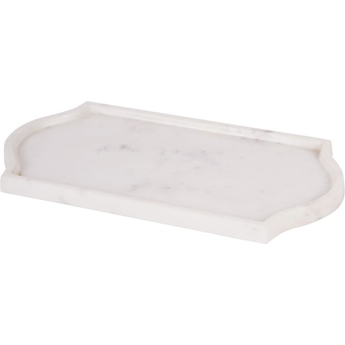 Biała taca marmurowa Marble 33 cm – prostokątna taca dekoracyjna z naturalnego kamienia