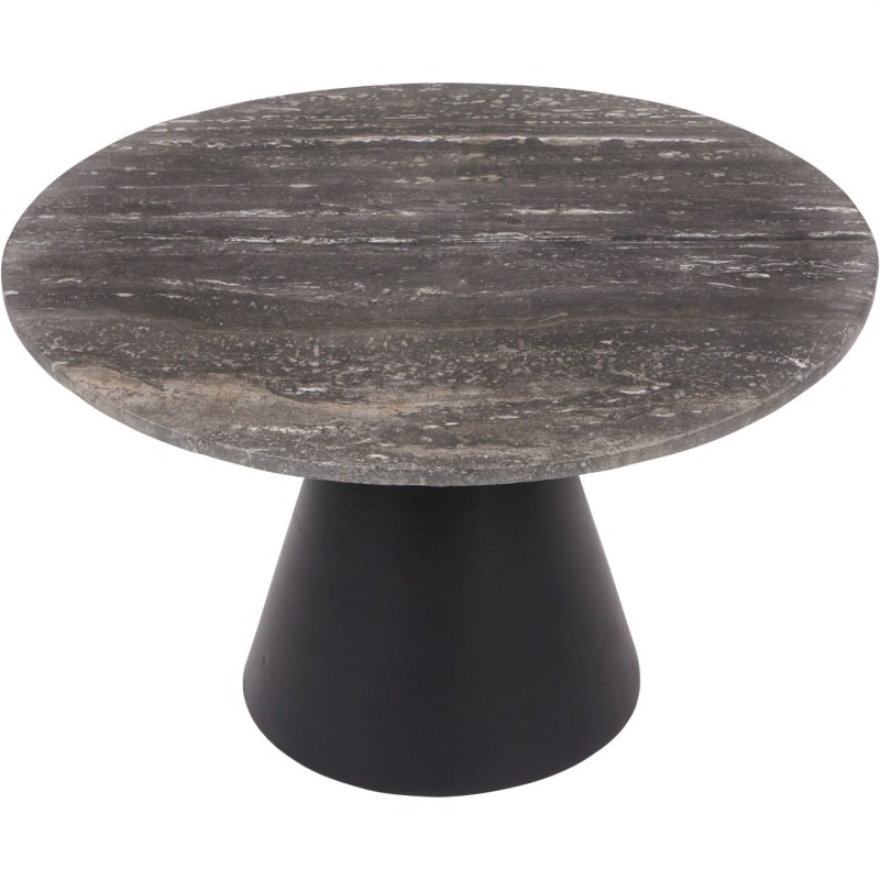 Stolik kawowy marmurowy Finsbury Marble Small 60 cm okrągły stolik z marmurowym blatem i czarną podstawą