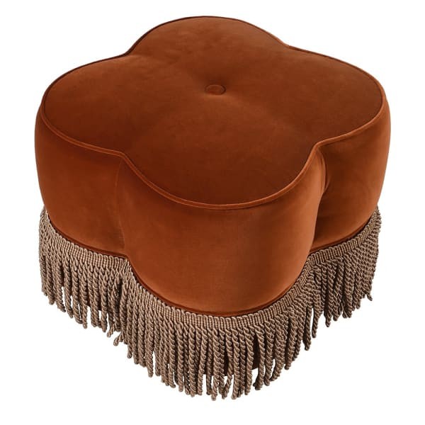Stołek puf Claridge Orange 55 cm velvet ozdobne frędzle