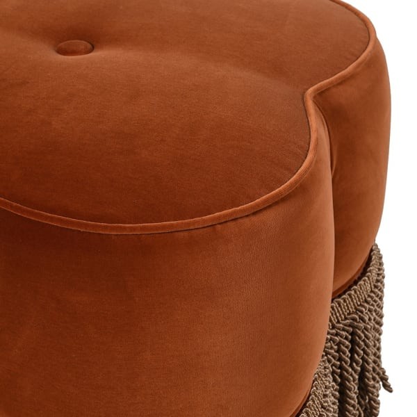 Stołek puf Claridge Orange 55 cm velvet ozdobne frędzle
