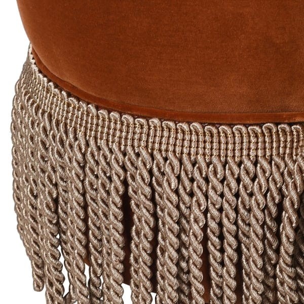 Stołek puf Claridge Orange 55 cm velvet ozdobne frędzle