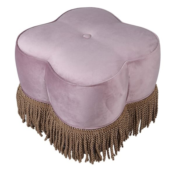Różowy puf Claridge velvet z frędzlami 55 cm | K&B London
