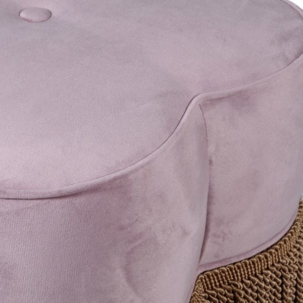 Stołek puf Claridge Pink 55 cm velvet ozdobne frędzle