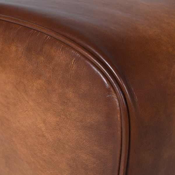 Ławka skórzana Chester Leather 150 cm brąz skóra naturalna czarna podstawa