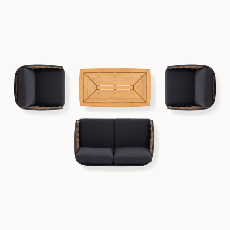 Komplet mebli Palomino sofa dwa fotele stolik kawowy rattan aluminium