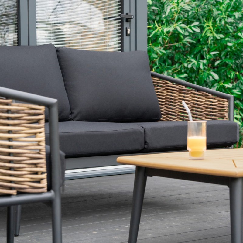 Komplet mebli Palomino sofa dwa fotele stolik kawowy rattan aluminium