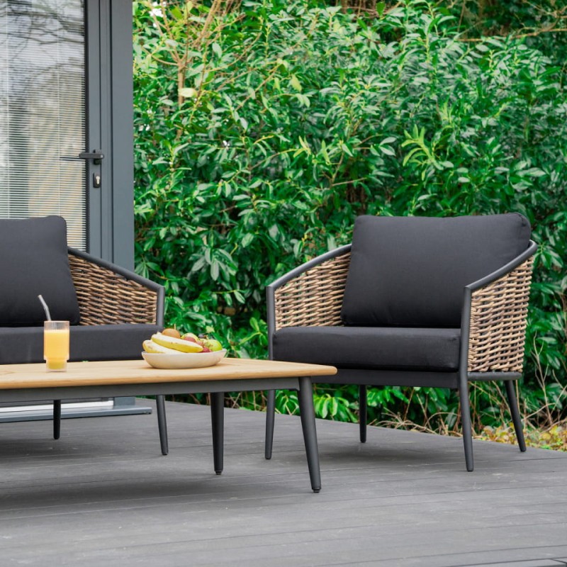 Komplet mebli Palomino sofa dwa fotele stolik kawowy rattan aluminium