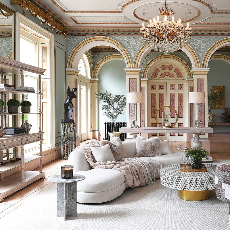 Konsola Imperium Round 236 cm drewniana konsola - akacja dwie szuflady