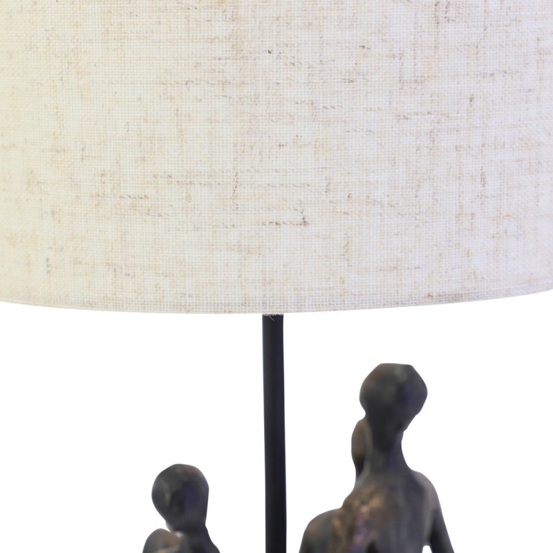 Lampa stołowa z jasnym tekstylnym abażurem