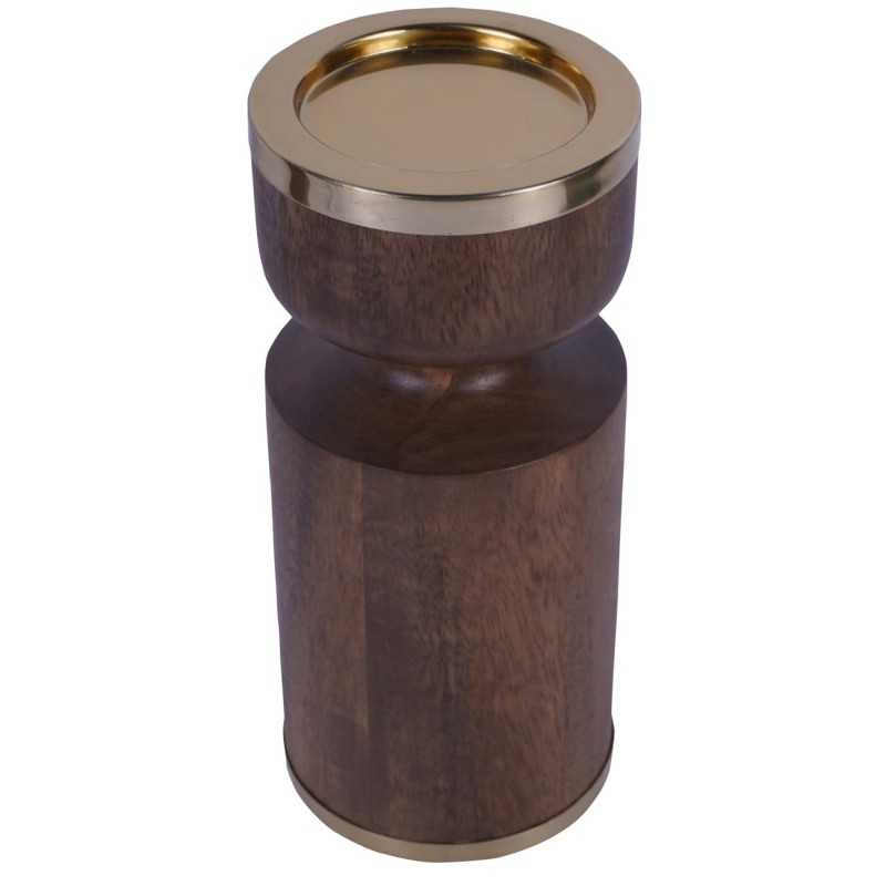 Świecznik drewniany Amalfi 23 cm drewno mango złote detale