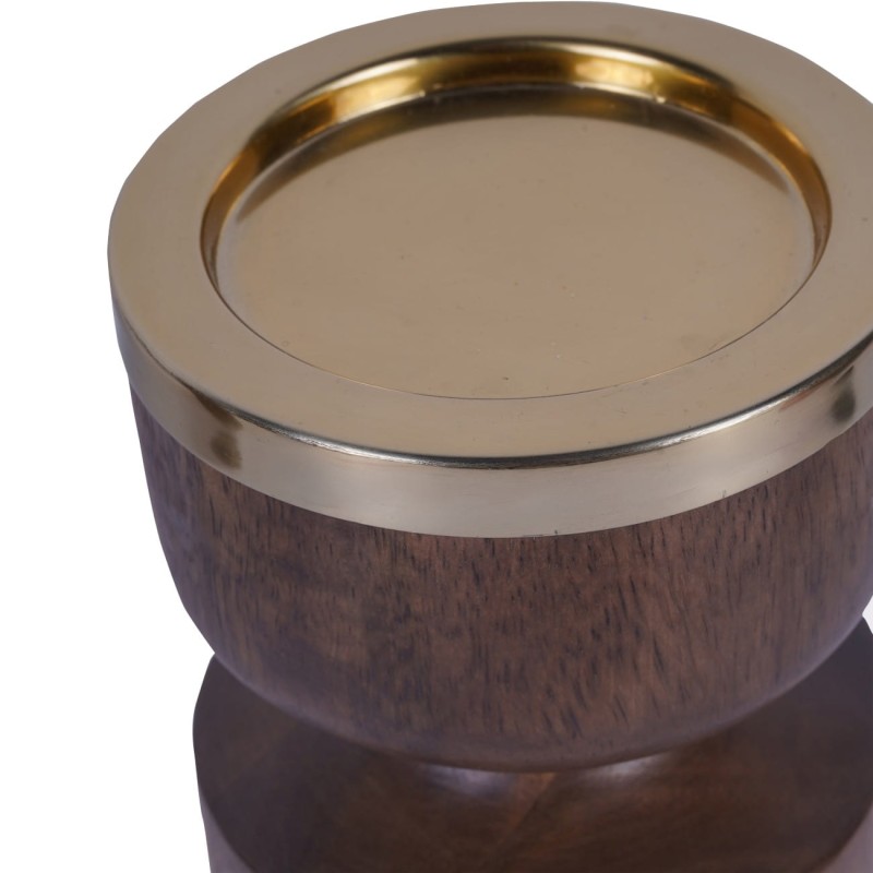 Świecznik drewniany Amalfi 23 cm drewno mango złote detale