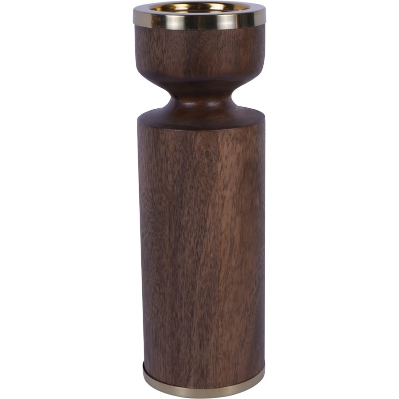 Świecznik drewniany Amalfi 31 cm drewno mango złote detale