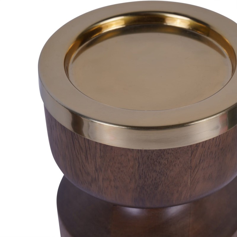 Świecznik drewniany Amalfi 31 cm drewno mango złote detale