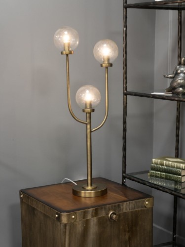 Złota lampa stołowa Bubble 82 cm z trzema szklanymi kulami