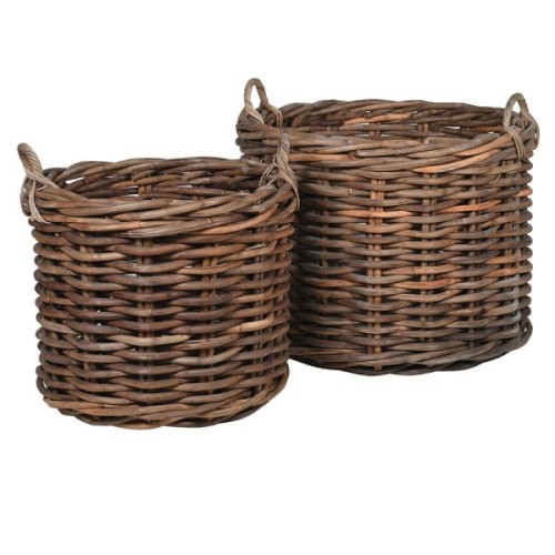 Dwa duże kosze rattanowe Rattan Rustic 85 i 65 cm średnicy - kosze do przechowywania