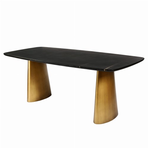 Stół do jadalni Belgrave 200x90 cm czarny marmur nogi w kolorze mosiądzu