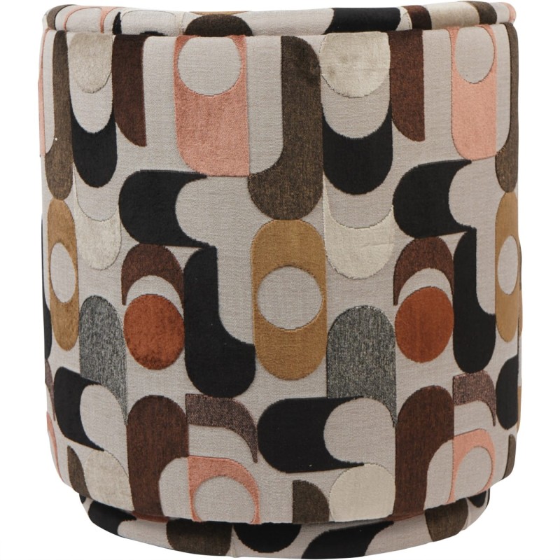 Kolorowy fotel obrotowy do salonu tapicerowany velvet w geometryczne wzory