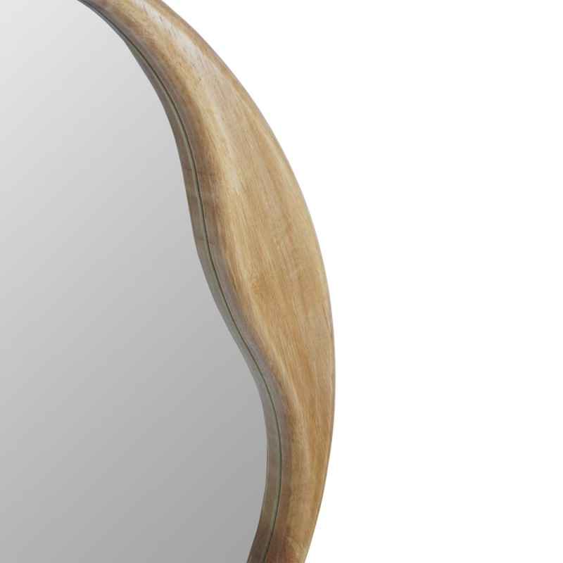 Lustro okrągłe Boho Natural w drewnianej ramie 70 cm okrągłe lustro na ścianę - zbliżenie na ramę