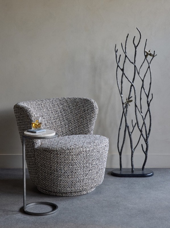 Fotel obrotowy Greenwich w odcieniach mocha, kremowym i kasztanowym