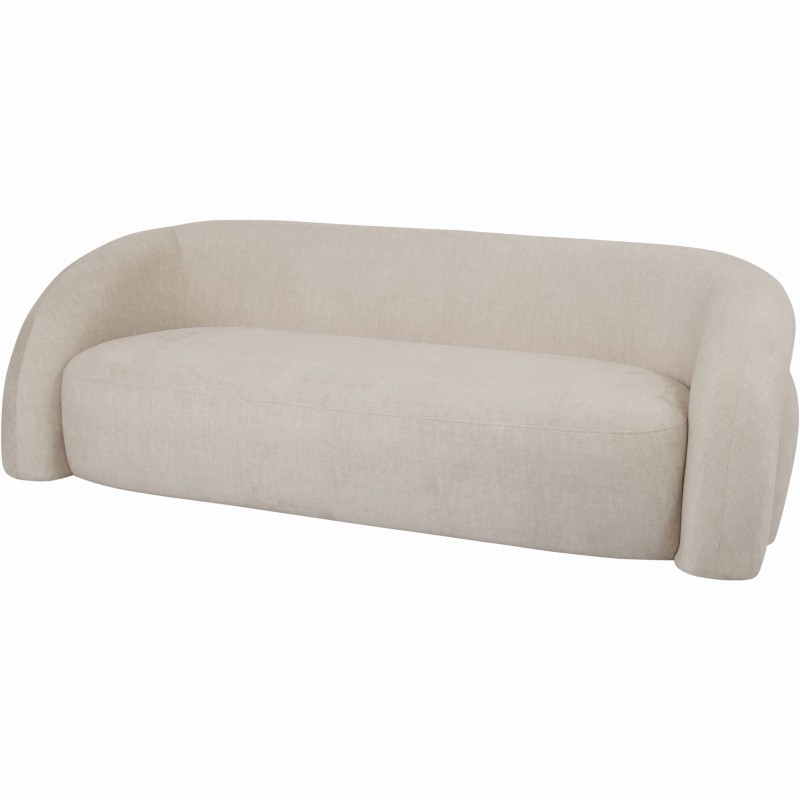 Kremowa sofa 200 cm o zaokrąglonych kształtach do salonu