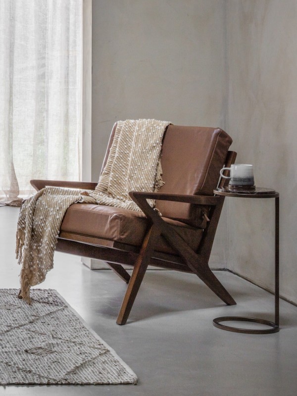 Brązowy stolik marmurowy Belgrave Brown 59 cm - marmur brązowy Emperador