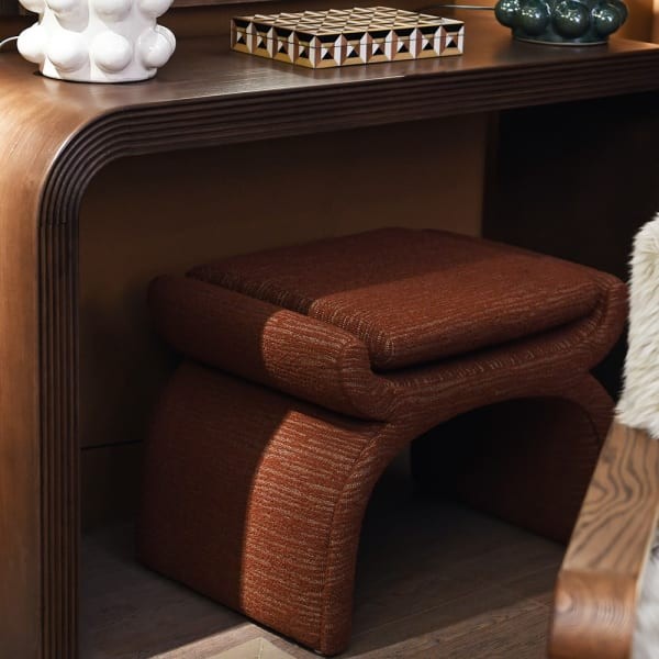 Stołek Luxury Rust 65x46cm pomarańczowy stołek do toaletki puf