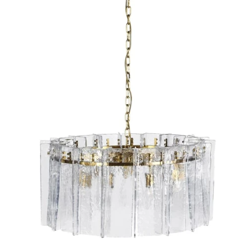 Lampa sufitowa Portobello 90 cm przeźroczyste szklane panele złota oprawa 