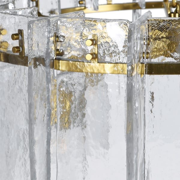 Lampa sufitowa szklana Portobello 90 cm przeźroczyste szklane panele złota oprawa