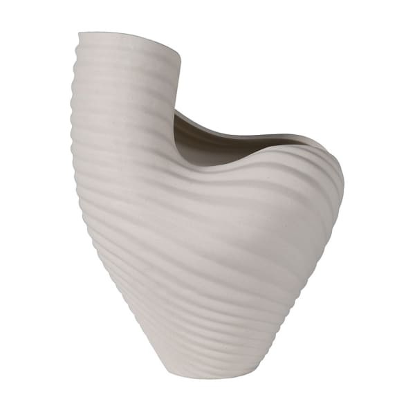Biały wazon porcelanowy Symphony w kolorze białym, rzeźbiarski design z falistą fakturą