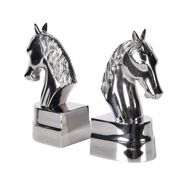 Srebrne podpórki do książek Horse Silver koń bookend aluminium